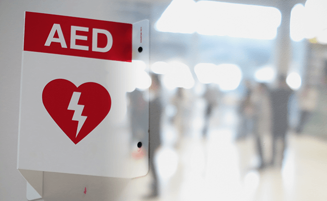 AED Defibrillator Sign in a Public Location